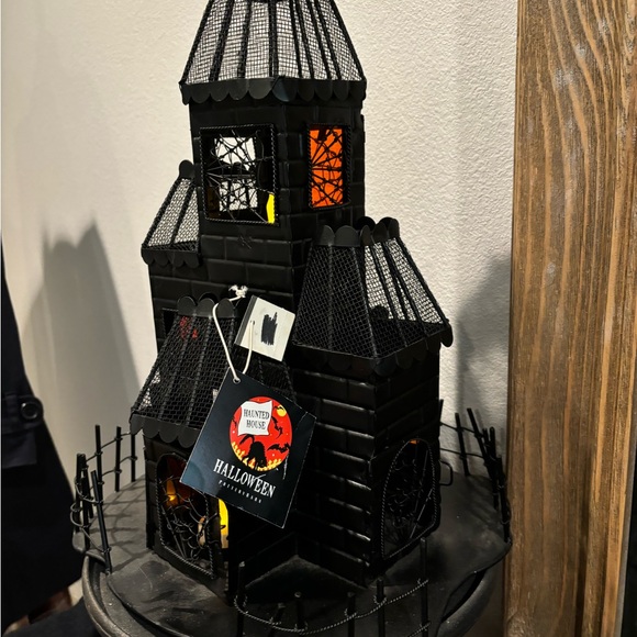 Pottery Barb Retired Spooky Halloween Haunted House Tea Light Luminary Black - Picture 10 of 14